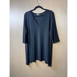 Sympli Grand Made in Canada Black Tunic Top Womens‎ Plus Size 2XL V Neck